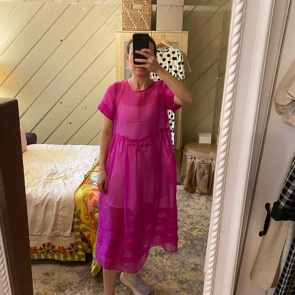 Hot Pink Sheer Dress from Anthropologie